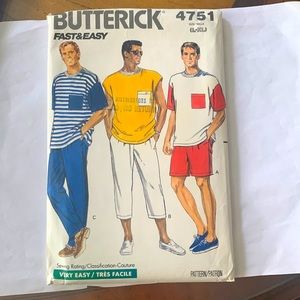 3 for $15 Butterick Men’s top, shorts& pant pattern
